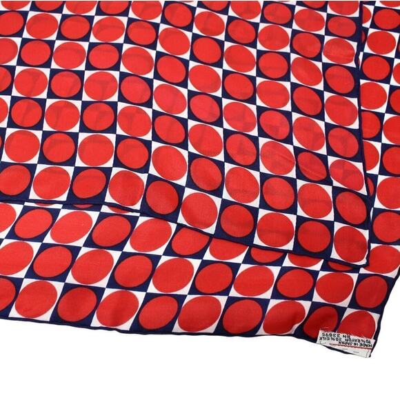 Vintage Red Polka Dot Silk Rayon Scarf Made in Japan 22x22" Square - Hey Viv - Picture 2 of 6